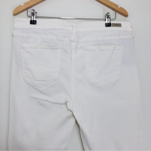 Liverpool The Crop Jeans Size 16 White Atrium Distressed Raw Hem Tapered Leg - Picture 5 of 9